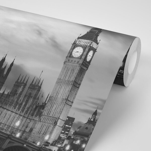 Φωτοταπετσαρία νυχτερινός ασπρόμαυρος Big Ben στο Λονδίνο