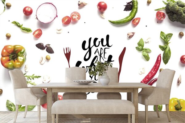 Ταπετσαρία τοίχου με επιγραφή - You are what you eat