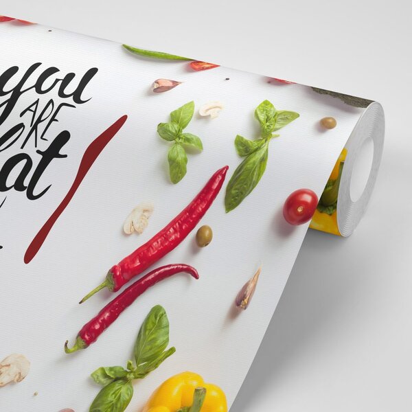 Ταπετσαρία τοίχου με επιγραφή - You are what you eat