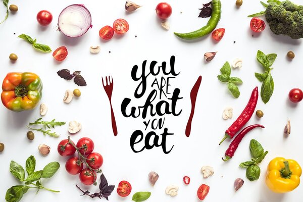 Ταπετσαρία τοίχου με επιγραφή - You are what you eat
