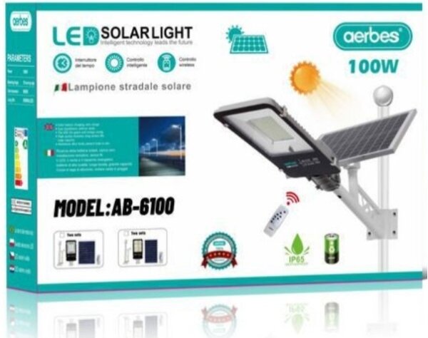 Ηλιακό φως δρόμου LED με τηλεχειριστήριο 100W AB-6100 AERBES Aerbes