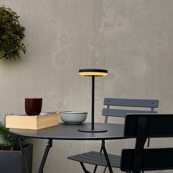 Dyberg Larsen LED ηλιακή επιτραπέζια λάμπα Otera μαύρη, 25 εκ., IP44, Μαύρο, Αλουμίνιο, σύγχρονο, Ηλιακά φώτα