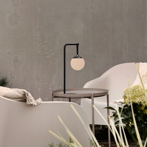 Dyberg Larsen LED φορητή διακοσμητική λάμπα Odin, μαύρο/λευκό, IP44, ρυθμιζόμενος, Λευκό, Πλαστικό, σύγχρονο