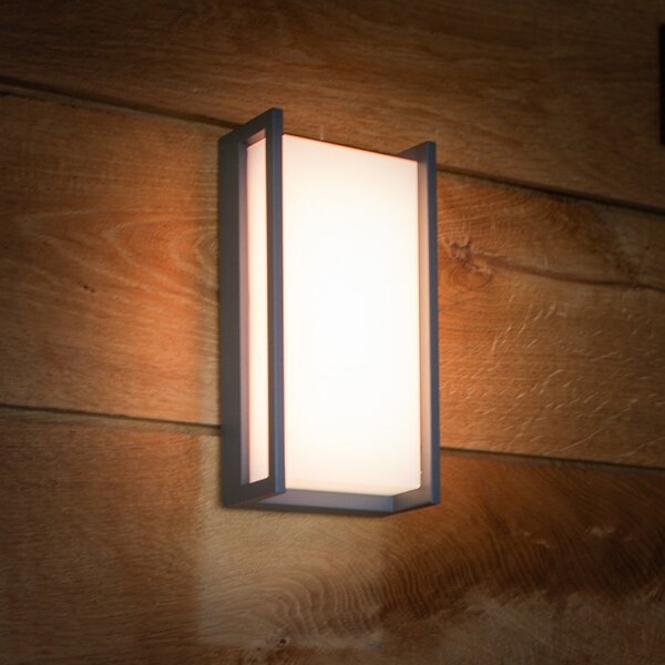 LUTEC connect Έξυπνος εξωτερικός φωτιστικός τοίχου LED QUBO, σκούρο γκρι 22 cm IP54 RGB CCT, Γκρι, Αλουμίνιο, σύγχρονο