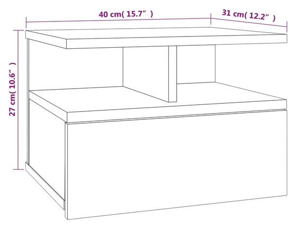 Κομοδίνο Κρεμαστό Γκρι Σκυροδέματος 40x31x27 εκ. από Επεξ. Ξύλο - Γκρι