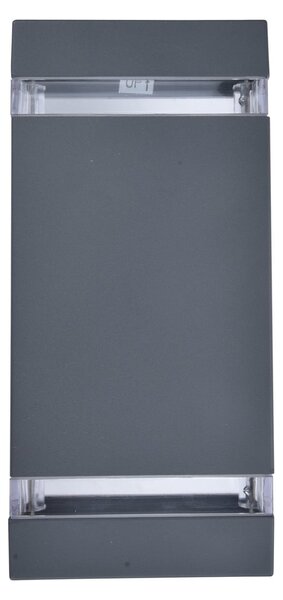LUTEC Εξωτερικός φωτιστικός τοίχου LED FOCUS SQUARE, σκούρο γκρι, 24 cm, IP44, Γκρι, Αλουμίνιο, σύγχρονο, Γωνιακός τοίχος