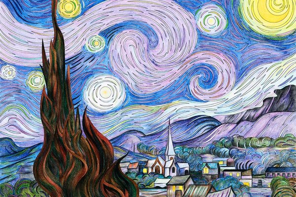 Ταπετσαρία τοίχου έναστρη νύχτα - Vincent van Gogh