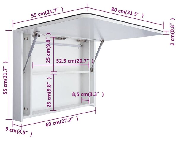 Ντουλάπι Μπάνιου με Καθρέφτη και Φωτισμό LED 80 x 9,5 x 55 εκ. - Λευκό