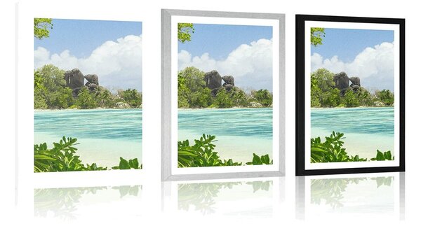 Αφίσα υπέροχη παραλία στο νησί La Digue