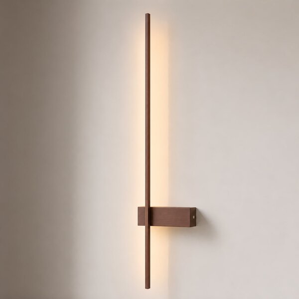 Lindby Φωτιστικό τοίχου LED Natsumi, καφέ, αλουμίνιο, 90 cm, Καφέ / Σκουριάς, Σαλόνι / τραπεζαρία, Αλουμίνιο, σύγχρονο