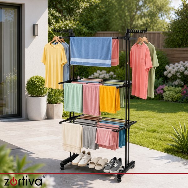 Πτυσσόμενη απλώστρα ρούχων Zortiva 27129 - κάθετη, με 3 επίπεδα