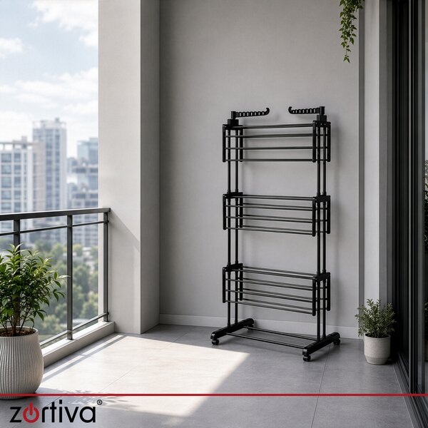 Πτυσσόμενη απλώστρα ρούχων Zortiva 27129 - κάθετη, με 3 επίπεδα