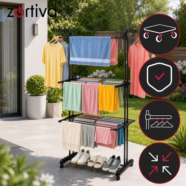 Πτυσσόμενη απλώστρα ρούχων Zortiva 27129 - κάθετη, με 3 επίπεδα