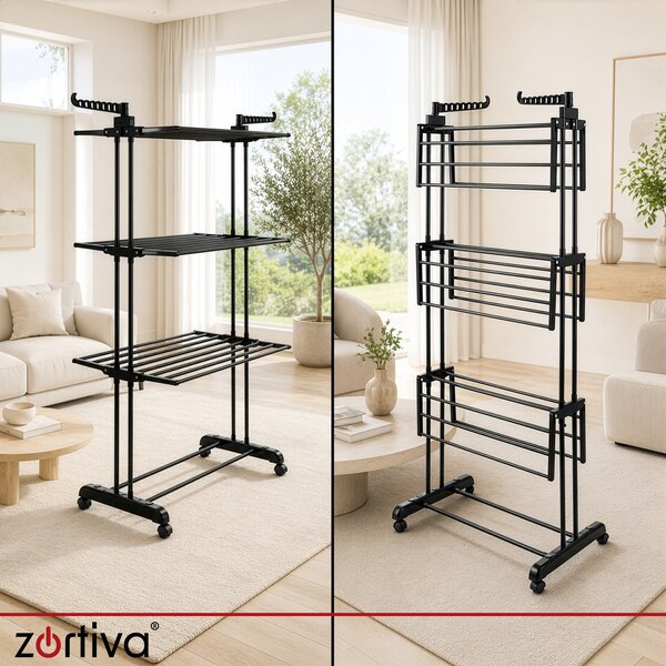 Πτυσσόμενη απλώστρα ρούχων Zortiva 27129 - κάθετη, με 3 επίπεδα