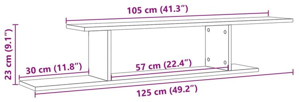 Ράφι Τηλεόρασης Αρτισιανή Δρυς 125x18x23 εκ. Επεξεργασμένο Ξύλο - Καφέ