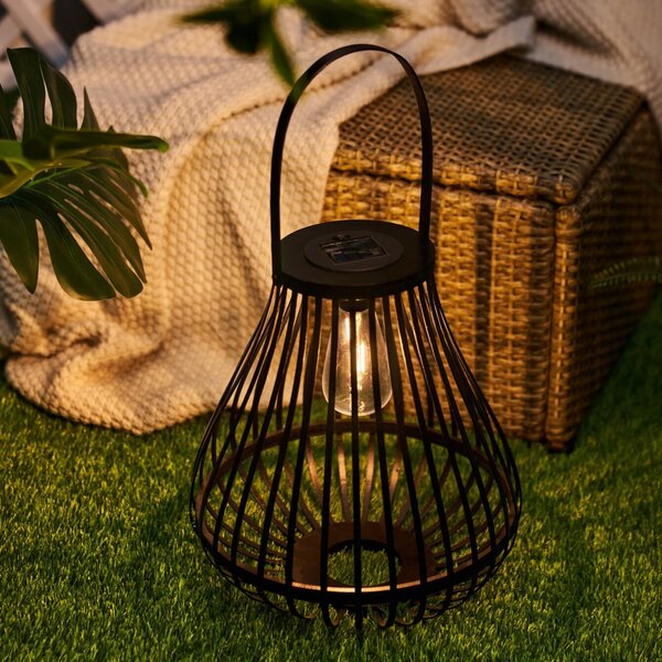 Pauleen LED ηλιακή επιτραπέζια λάμπα SUNSHINE SPARK μαύρη 34cm IP44, Μαύρο, Μπαμπού, Νεανική διαβίωση