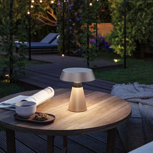 Paulmann Λάμπα γραφείου Lirox με μπαταρία LED, μπεζ/μαύρο, 20 cm, IP44, ρυθμιζόμενος, Μπεζ, Σαλόνι / τραπεζαρία, Μέταλλο, σύγχρονο