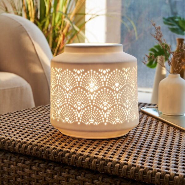 Pauleen Επιτραπέζιο φωτιστικό PRETTY SUNKISS, λευκό, ύψος 18 cm, πορσελάνη, Λευκό, Σαλόνι / τραπεζαρία, Κεραμικό υλικό, Νεανική διαβίωση