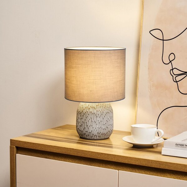 Pauleen Επιτραπέζιο φωτιστικό PLAYFUL GLIMMER, μπεζ, ύψος 35 cm, Καφέ / Σκουριάς, Σαλόνι / τραπεζαρία, Ύφασμα / Κλωστοϋφαντουργία, Νεανική διαβίωση
