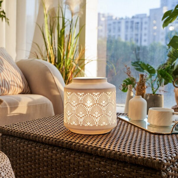 Pauleen Επιτραπέζιο φωτιστικό PRETTY SUNKISS, λευκό, ύψος 18 cm, πορσελάνη, Λευκό, Σαλόνι / τραπεζαρία, Κεραμικό υλικό, Νεανική διαβίωση