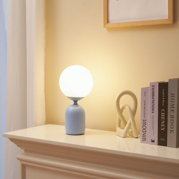 Pauleen Επιτραπέζιο φωτιστικό GLOWING CHARM, μπλε, ύψος 30 cm, Γκρι, Σαλόνι / τραπεζαρία, Γυαλί, Νεανική διαβίωση, Σφαίρα