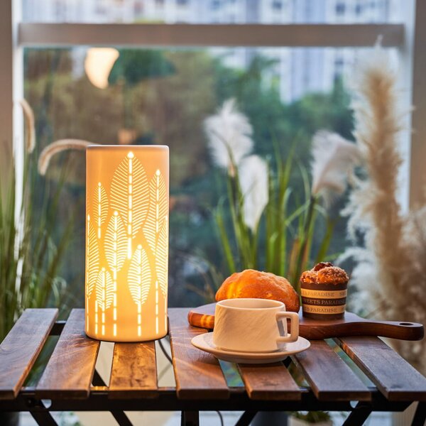 Pauleen Επιτραπέζιο φωτιστικό WARM SUNKISS, λευκό, ύψος 27 cm, πορσελάνη, Λευκό, Σαλόνι / τραπεζαρία, Κεραμικό υλικό, Νεανική διαβίωση