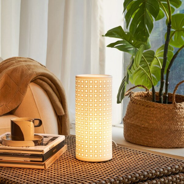 Pauleen Επιτραπέζιο φωτιστικό PURE SUNKISS, λευκό, ύψος 27 cm, πορσελάνη, Λευκό, Σαλόνι / τραπεζαρία, Κεραμικό υλικό, Νεανική διαβίωση