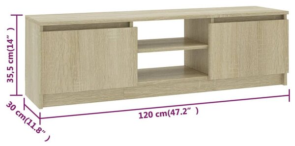 Έπιπλο Τηλεόρασης Sonoma Δρυς 120x30x35,5 εκ. από Επεξ. Ξύλο - Καφέ