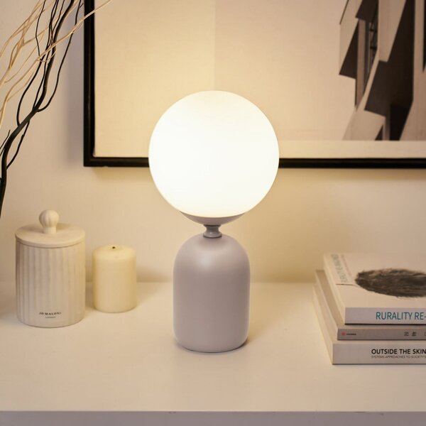 Pauleen Επιτραπέζιο φωτιστικό GLOWING CHARM, γκρι, 30 cm, κεραμικό/γυαλί, Γκρι, Σαλόνι / τραπεζαρία, Γυαλί, Νεανική διαβίωση, Σφαίρα