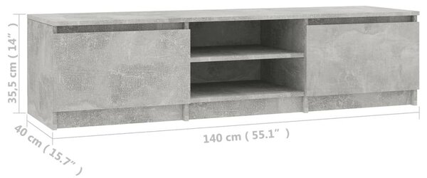 Έπιπλο Τηλεόρασης Γκρι Σκυροδέματος 140x40x35,5 εκ. Επεξ. Ξύλο - Γκρι