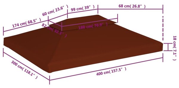 Κάλυμμα για Κιόσκι 2 Επιπέδων Τερακότα 4 x 3 μ. 310 γρ./μ² - Καφέ