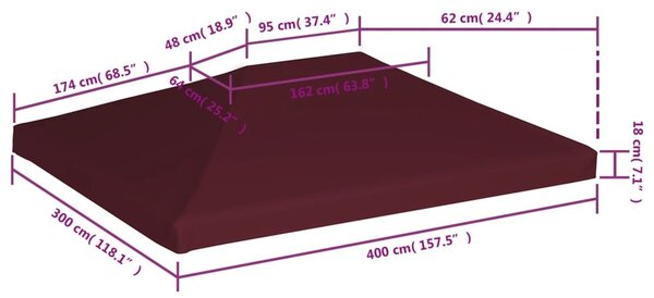 Κάλυμμα για Κιόσκι Μπορντό 3 x 4 μ. 310 γρ./μ² - Κόκκινο