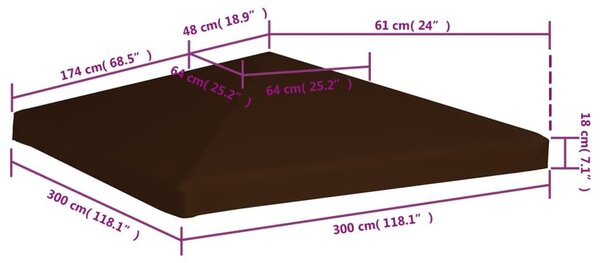 Κάλυμμα για Κιόσκι Καφέ 3 x 3 μ. 310 γρ./μ² - Καφέ