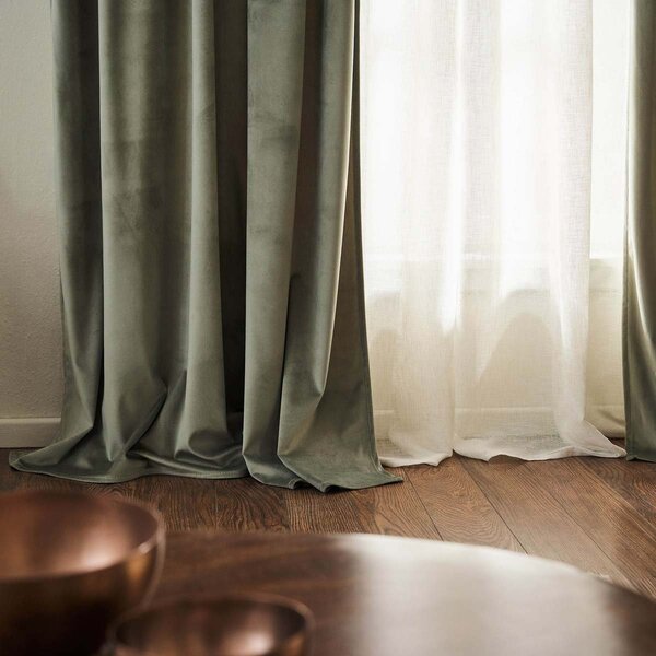 Κουρτίνα Βελουτέ (140x280) Με Τρέσα Gofis Home Winter Shadow Green 711/07