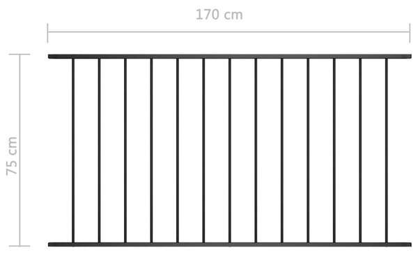 Πάνελ Περίφραξης Μαύρο 1,7x0,75 μ Ατσάλι με Ηλεκτροστατική Βαφή - Μαύρο