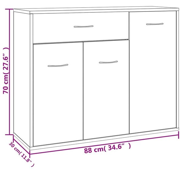 Μπουφές Sonoma Δρυς 88 x 30 x 70 εκ. από Μοριοσανίδα - Καφέ