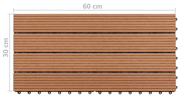 Πλακάκια 6 τεμ. Καφέ 1 μ² / 60 x 30 εκ. από WPC - Καφέ