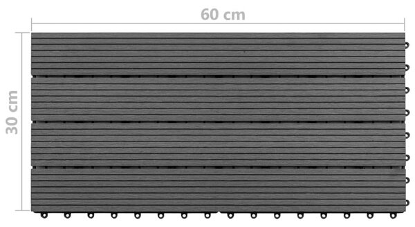 Πλακάκια 6 τεμ. Γκρι 1 μ² / 60 x 30 εκ. από WPC - Γκρι