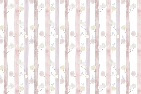 Ταπετσαρία τοίχου πουλάκια στα δέντρα