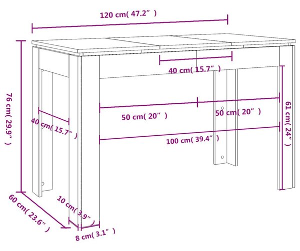 Τραπέζι Τραπεζαρίας Καπνιστή Δρυς 120x60x76 εκ. Επεξ. Ξύλο - Καφέ