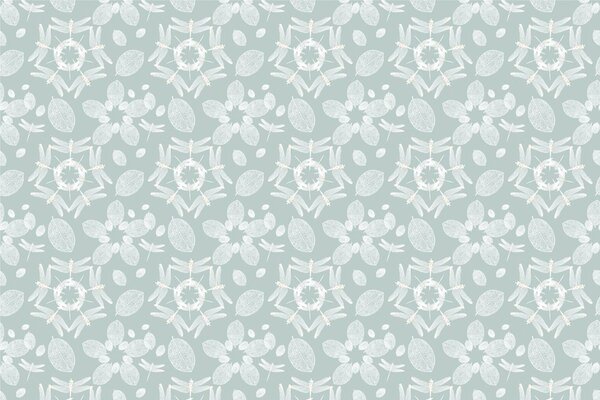 Αυτοκόλλητη ταπετσαρία μπλε λιβελούλες σε κύκλο Μάνταλα