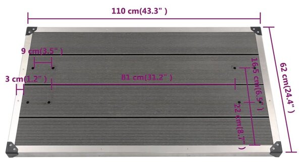Βάση Ντουζιέρας Εξωτερ. Χώρου Γκρι 110x62 εκ. WPC/Ανοξ. Ατσάλι - Γκρι