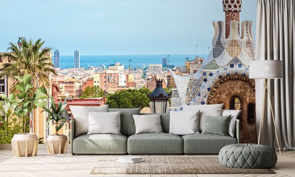 Αυτοκόλλητη φωτοταπετσαρία θέα στο Park Güell στη Βαρκελώνη