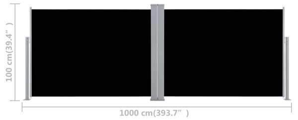 Σκίαστρο Πλαϊνό Συρόμενο Μαύρο 100 x 1000 εκ. - Μαύρο