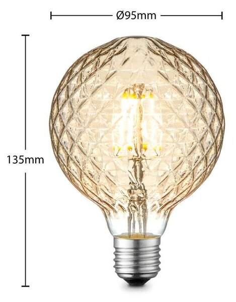 Lucande - Λαμπτήρας LED 4W Amber Facet G95 Φωτο Ρυθμιζόμενο E27 Lucande