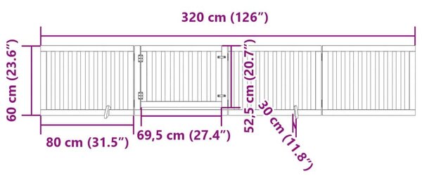 Διαχωριστικό Σκύλων/Πόρτα Πτυσσόμενο 4 Πάνελ 320εκ. Ξύλο Λεύκας - Λευκό