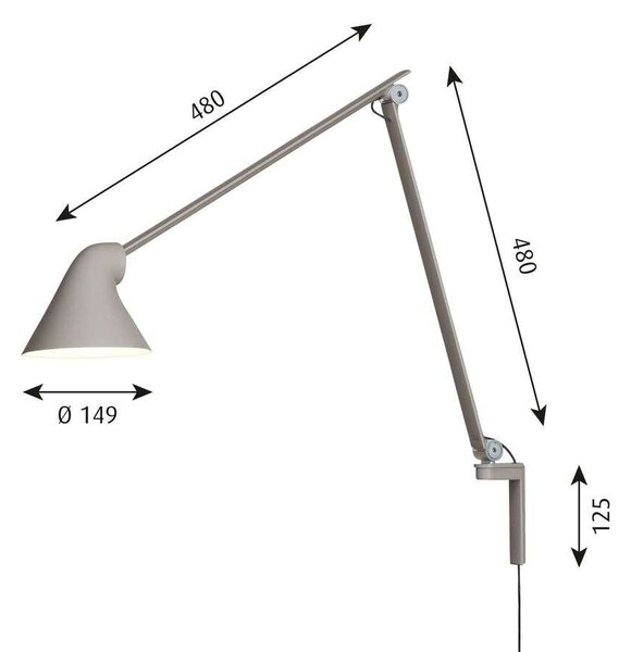 Louis Poulsen - NJP Φωτιστικό τοίχου Long Light Grey Louis Poulsen