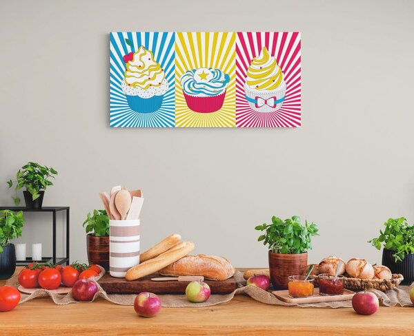 Πίνακας σε καμβά ποπ αρτ cupcakes