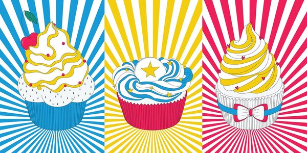 Πίνακας σε καμβά ποπ αρτ cupcakes