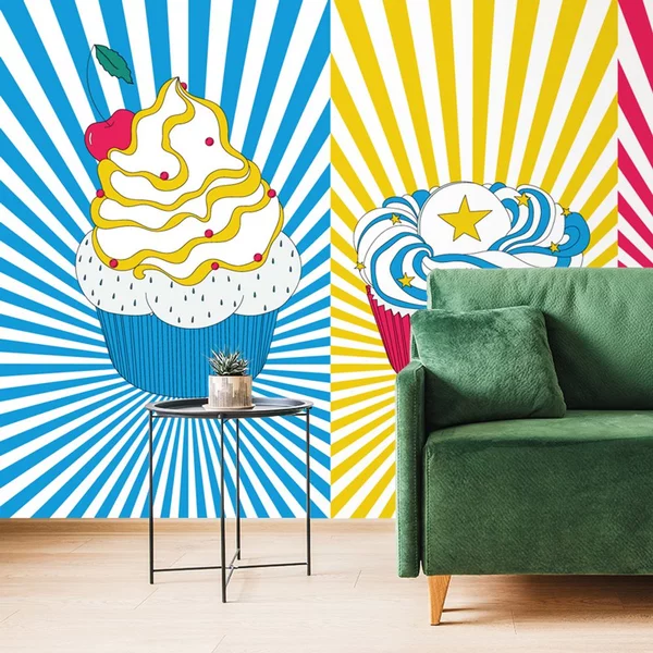 Ταπετσαρία τοίχου ποπ αρτ cupcakes